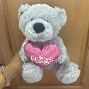 Gray Teddy Bear with Pink Heart